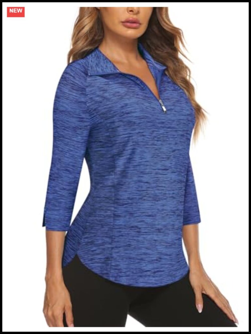 Women 3/4 Sleeve Quarter Zip Golf Tennis Polo Quick Dry UPF 50+ Shirt